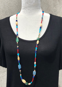 40" Long Mixed Bead Boho Necklace