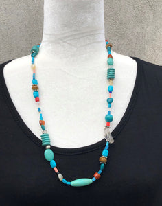 27" Long Mixed Bead Boho Necklace