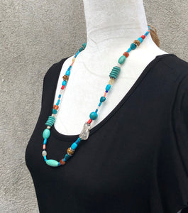 27" Long Mixed Bead Boho Necklace